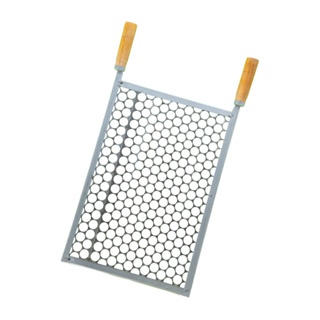 Grelha Popular Moeda Inox 50x30 Para Churrasco Cabo Madeira N° 3 - Gudim