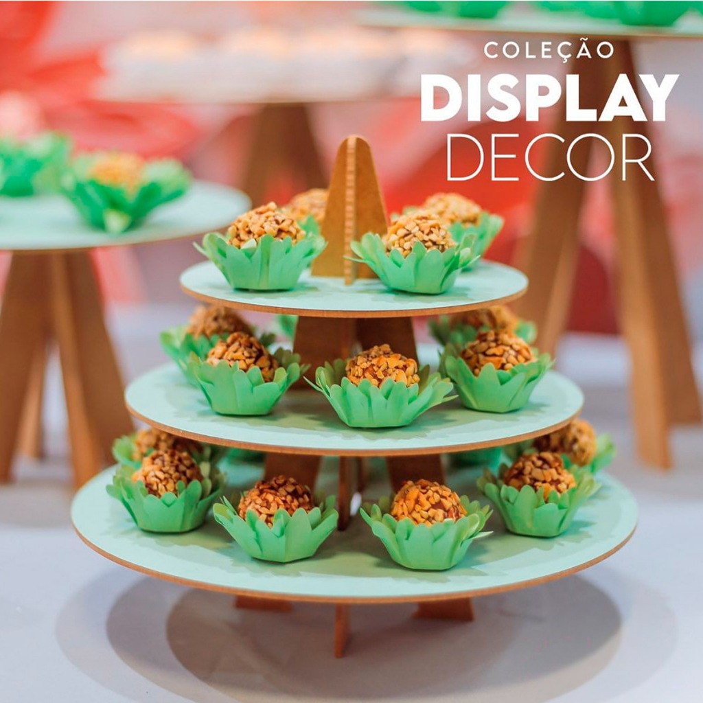 Kit 2 Torre de Doce Luxo MDF Porta Doce Brigadeiro Expositor de Doces Cupcake