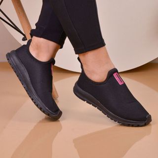 Tênis Meia Feminino Calce Fácil Ortopédico Academia Sneaker Slip On Sem cadarço  Esportivo...
