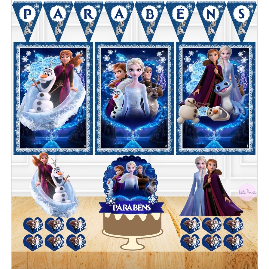 Kit só um bolinho Kit festa em casa FROZEN 2 Kit personalizado para aniversário ou mesversário tema PRINCESAS