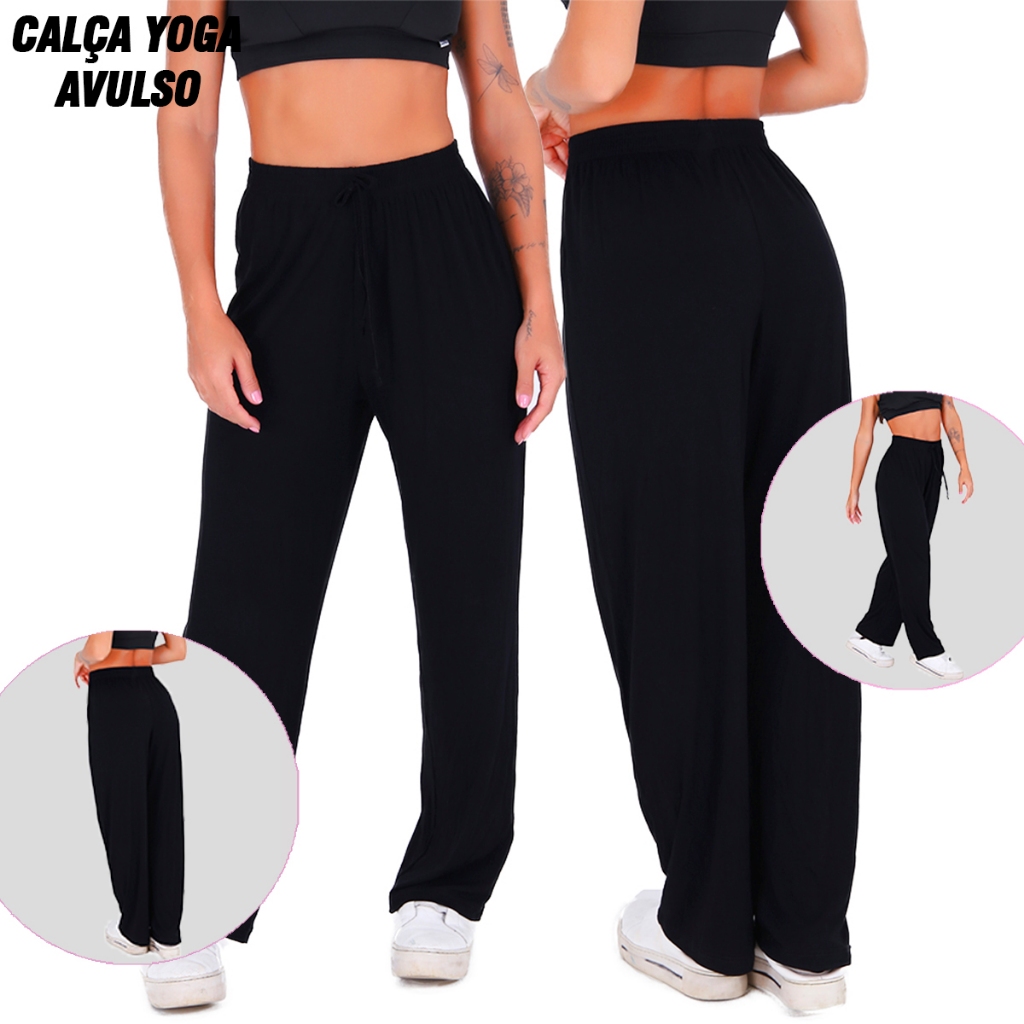 Calça de Yoga Pilates  Soltinha Cintura Alta em Oferta na Shopee