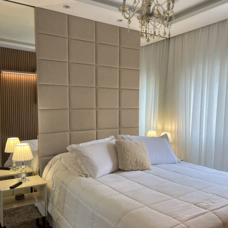 10 Cabeceiras para Cama de Solteiro Casal 40x30 adesivada em módulos  Queen King Box