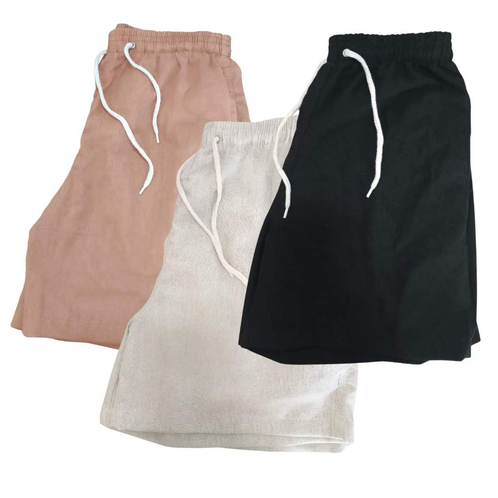 Kit 3 Short Masculino Linho Mauricinho Bermuda Slim Premium