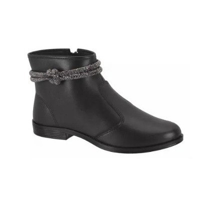 Bota Feminina Coturno Marrom Moleca Salto Baixo  Detalhe de Cordão Brilhante Estilo Moderno Conforto