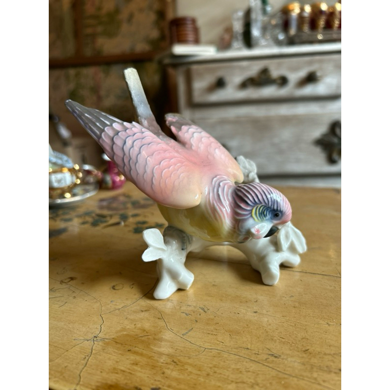 [antiguidade - leia a descrição] Escultura Porcelana Alemã Cacatua Antiguidades