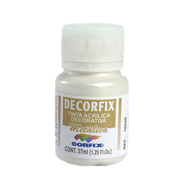 Tinta Acrilica Decorfix Corfix Metálica 37ml - 391 Branco Metálico