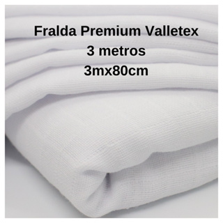 Tecido Fralda Premium Valletex 3  Metros 80cm Branco em Oferta na Shopee