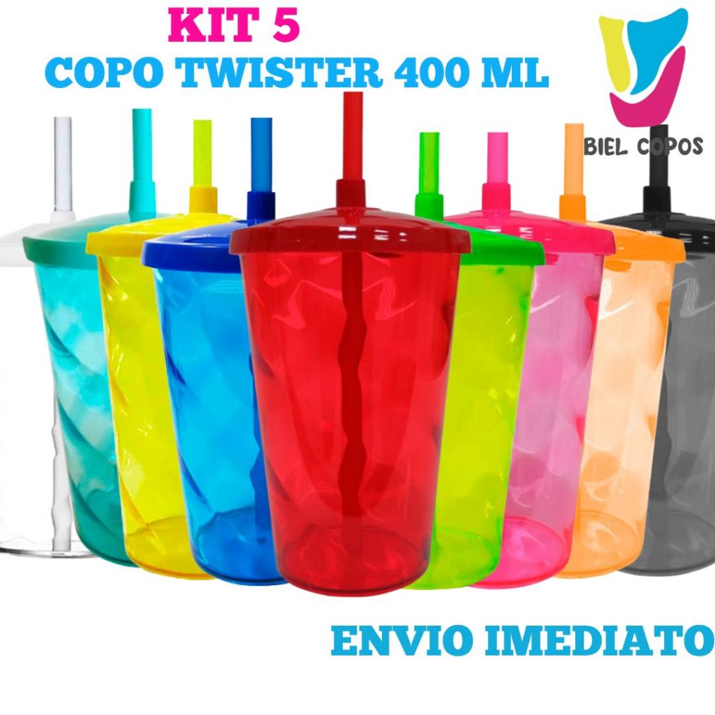 Kit 5 Copo Twister 400 mL - Festa Infantil - Decoração- Artigos de Festa- Decoração em Oferta na Shopee