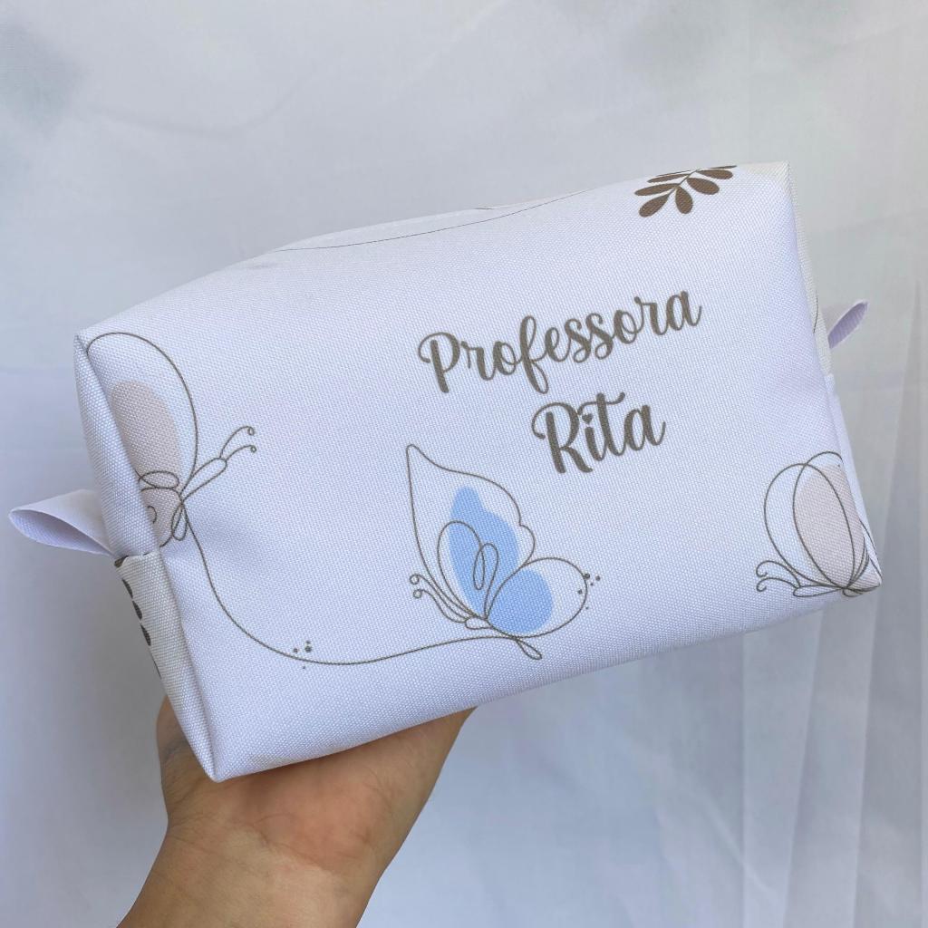 PRODUÇÃO 1 DIA ÚTIL  + FRETE - Necessaire Box M Personalizada + Kit com Caneca Borboleta com nome em Oferta na Shopee
