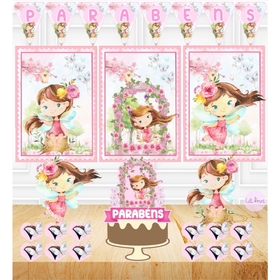 Kit só um bolinho Kit festa em casa JARDIM ENCANTADO  Kit personalizado para aniversário ou mesversário tema