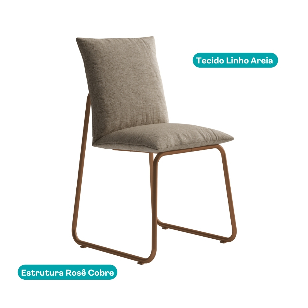 Detalhes do Conjunto 2 Cadeiras de Jantar Soft 1750 Carraro Areia Rose