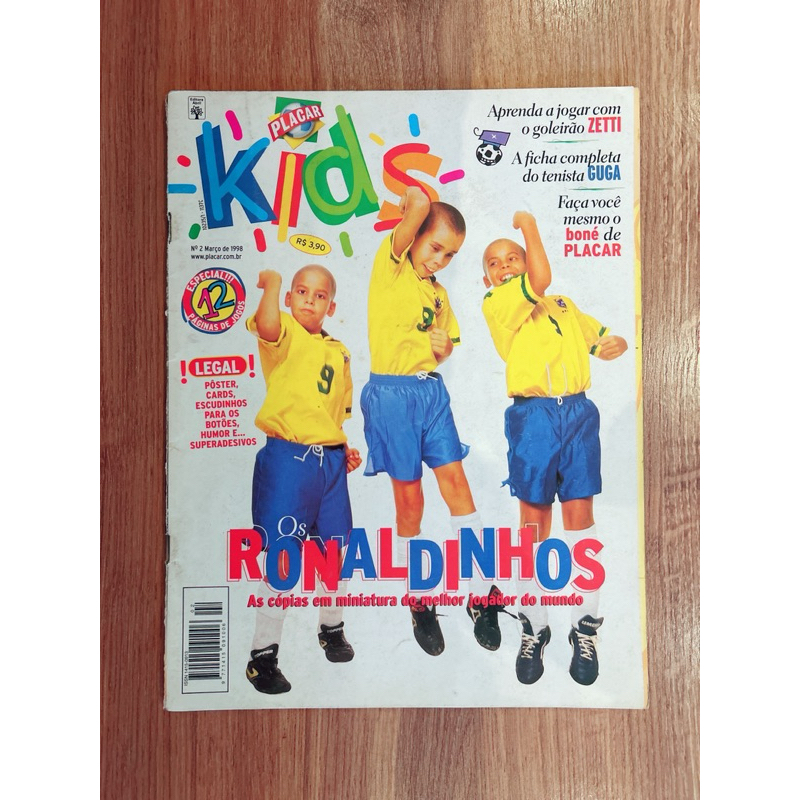 Revista Placar Ronaldinhos 1998 ! Escudinhos Históricos para o Futebol de Botão !