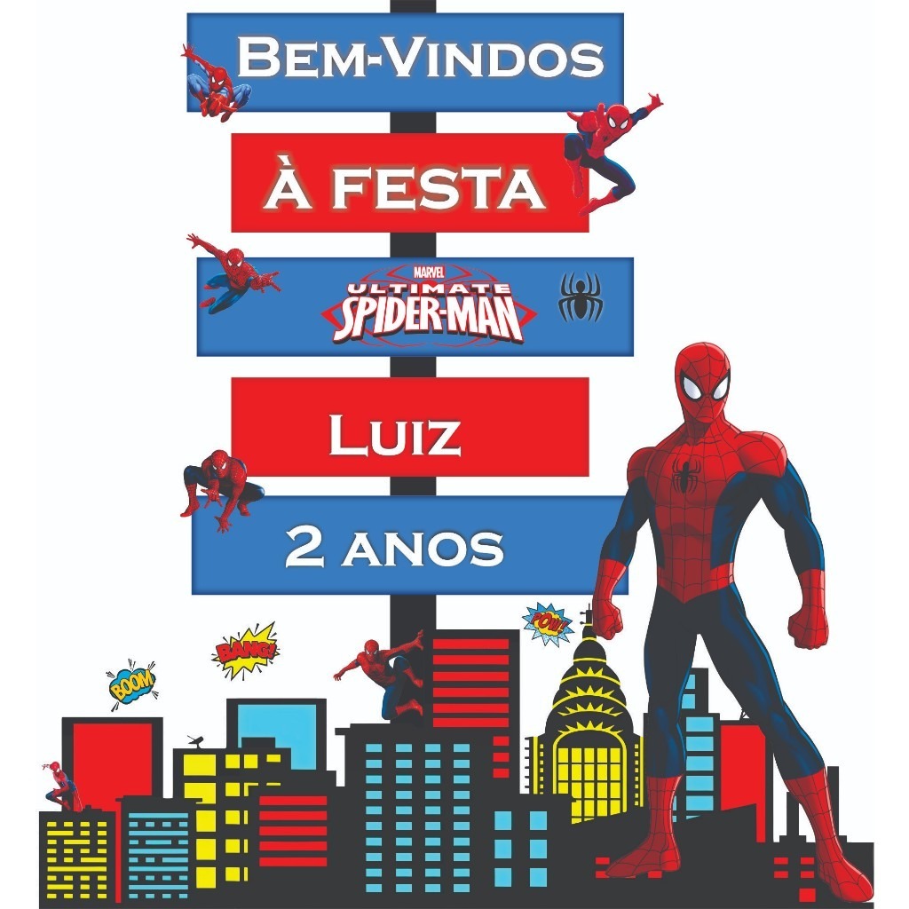 1 DISPLAY DE CHÃO PLACA HOMEM ARANHA PERSONALIZADA  MDF 3 MM, decoração de festa