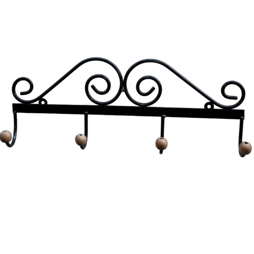 Cabide de parede artesanal com 4 ganchos feito em ferro resistente em Oferta na Shopee