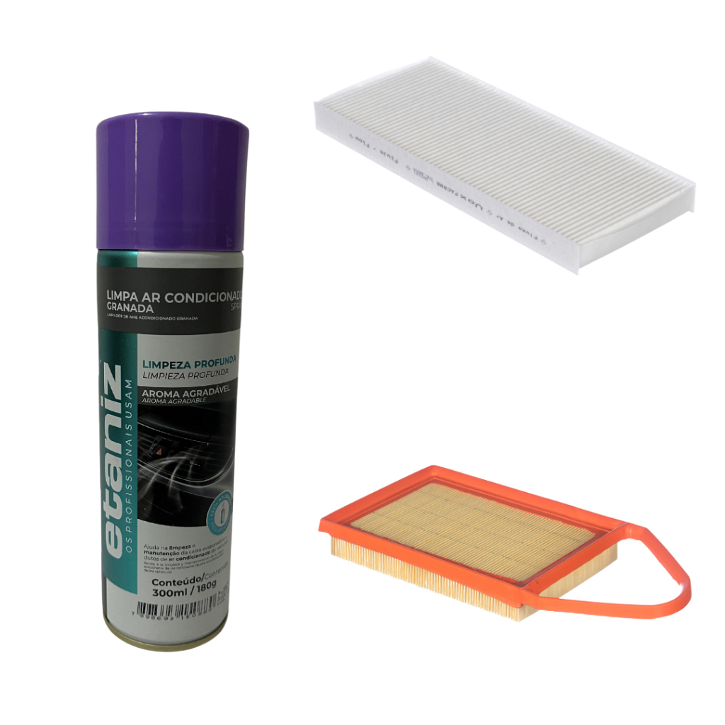 KIT filtros Etios 1.3 1.5 até 2015 Filtro De Ar +Filtro De Ar Condicionado + Higienizador