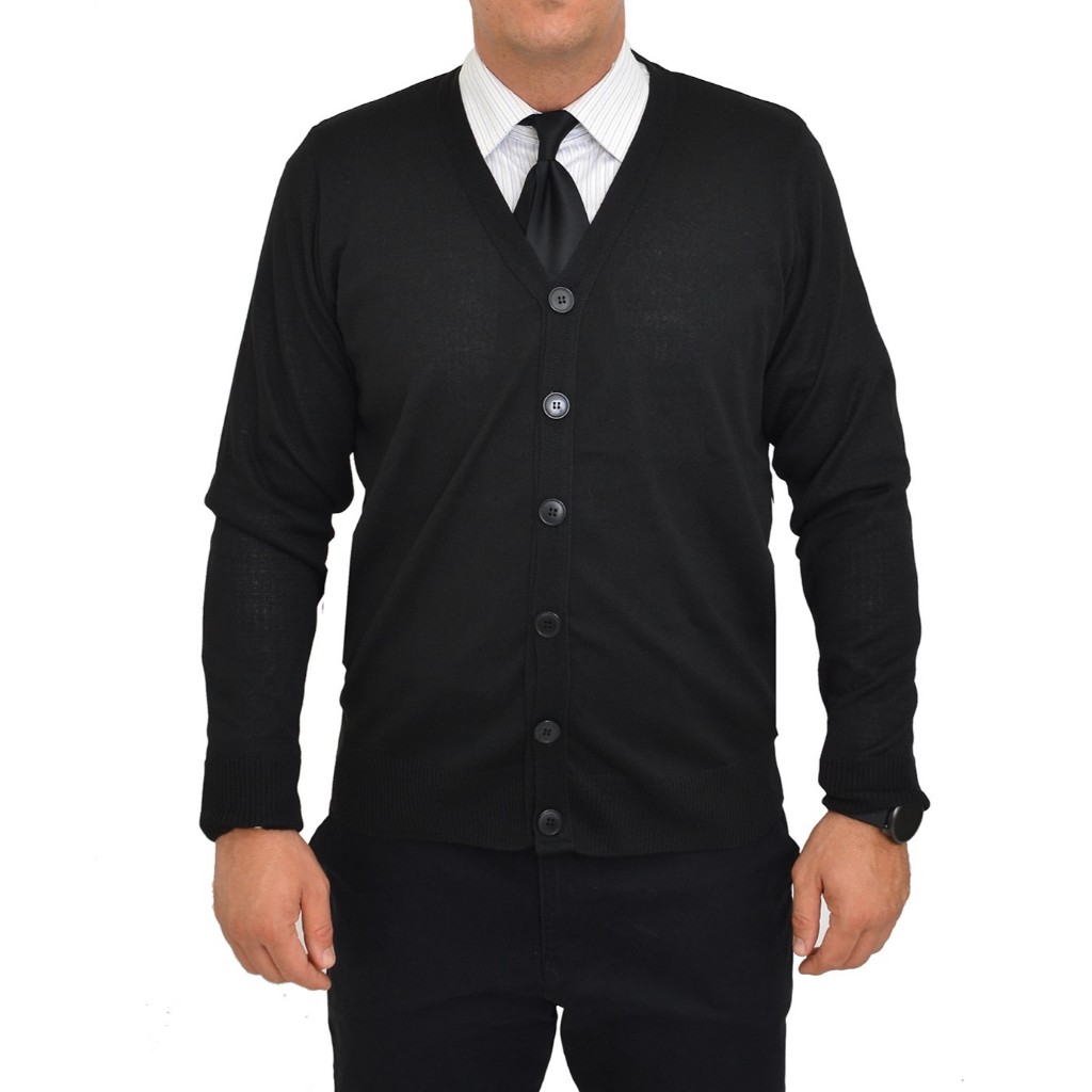 Cardigã com botão, malha casaco esporte fino social tricô masculino uniforme Cardigan