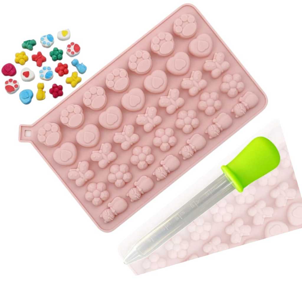Molde Silicone Gato Borboleta Coração Gummy Bala Candy Doce