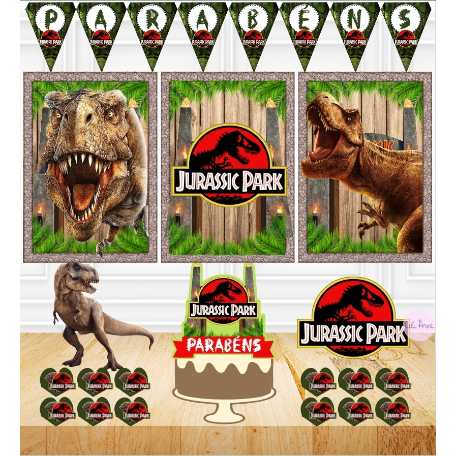 Kit só um bolinho Kit festa em casa JURASSIC PARK Kit personalizado para aniversário ou mesversário tema DINOSSAUROS
