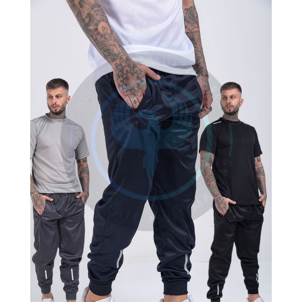 Calça Jogger Esportiva Masculina Premium Com Refletivo Com Bolsos Cordão e Elástico