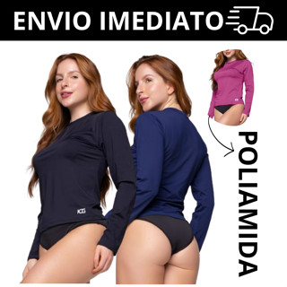 Camisa Poliamida Térmica Proteção Solar Uv 50+ Segunda Pele Feminina Manga Longa Frio e Ca...