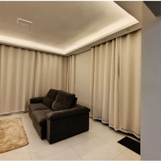 Cortina Voil Gaze de Linho c/ Forro Blackout 6,00 x 2,50/2,60/2,80 Trilho Suíço em Oferta na Shopee