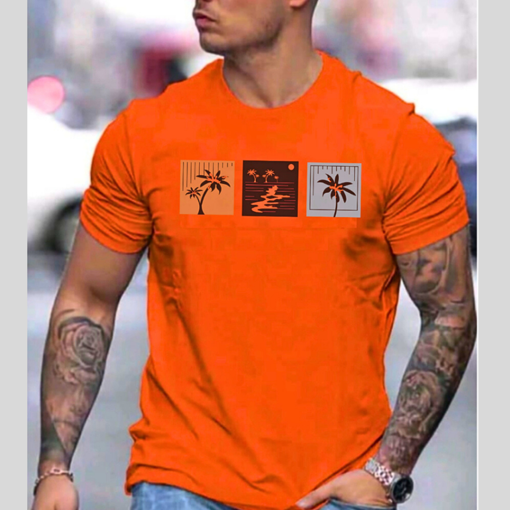 Camiseta Masculina Estampada Trio Coqueiros Gola Redonda