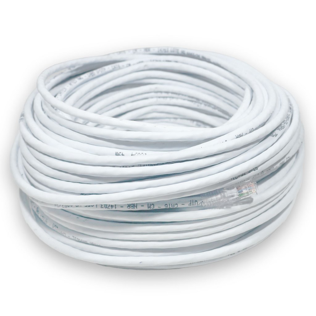 Cabo de Rede Branco 40m 40 Metros Crimpado CAT6 100% Cobre LAN Internet Gigabit CFTV Pronto Testado