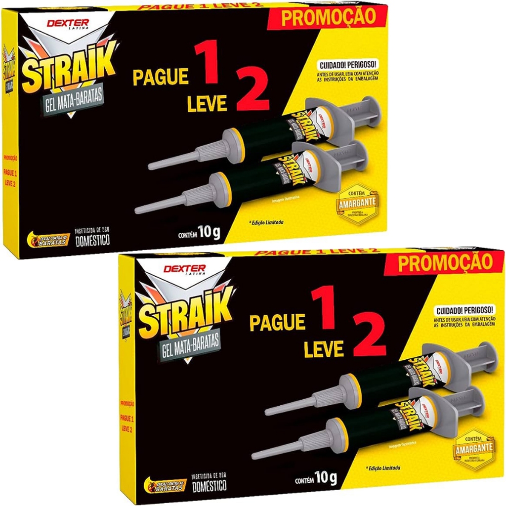 4 Straik Gel Mata Elimina Baratas Isca Eficaz Seringa 10g Dexter
