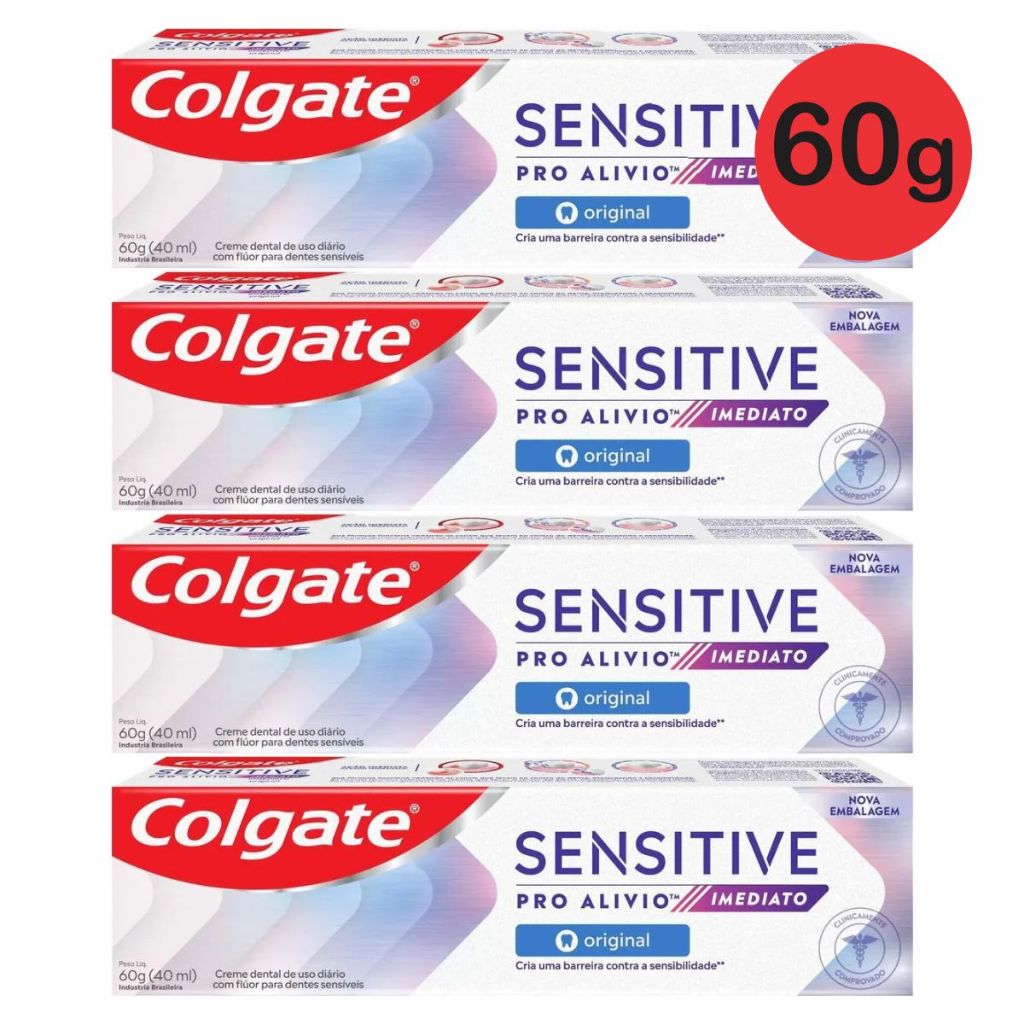 Kit 4 Creme Dental Colgate Sensitive Pro Alivio Imediato Original 60g