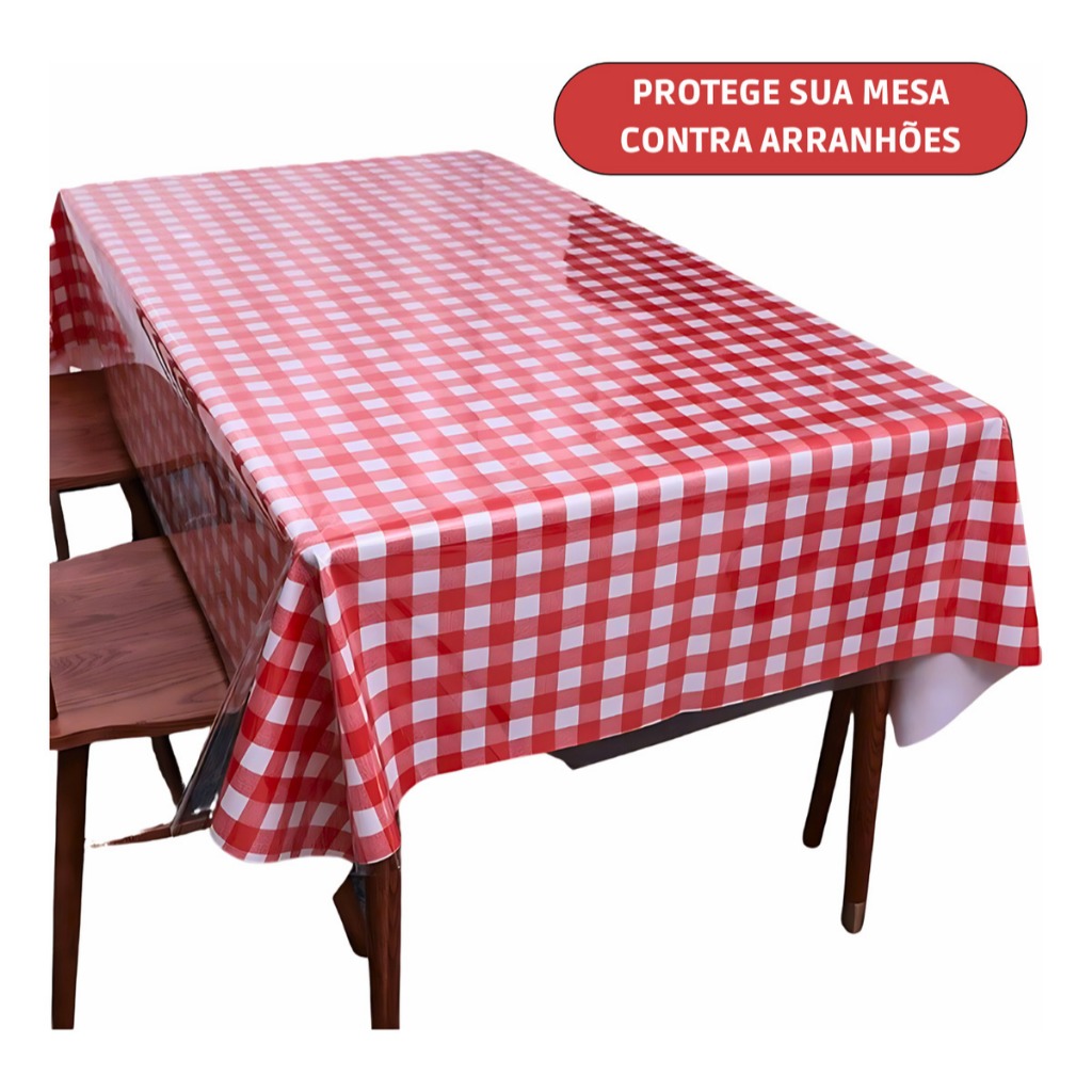 Toalha De Mesa Protetor Retangular 2,5 X 1,40m Pvc 6 Lugares Sala Jantar Protetora Impermeável