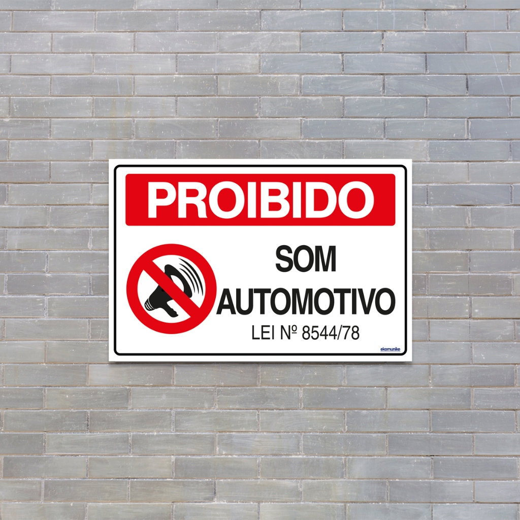 PLACA / QUADRO PS: PROIBIDO SOM AUTOMOTIVO - PLACA INFORMATIVA / PLACA DE PORTÃO / ÁREA EXTERNA — imagem 2 de 2