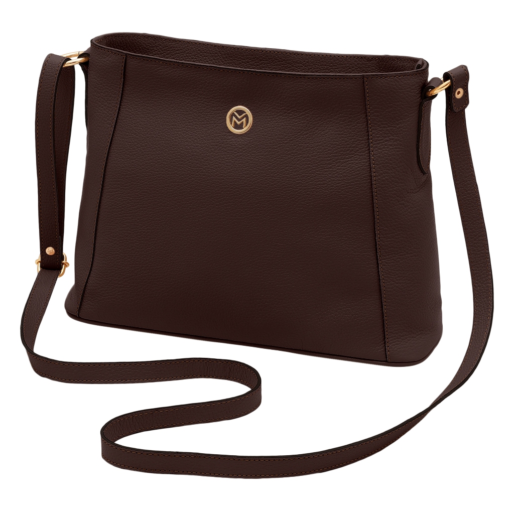 Bolsa Transversal Feminina de Couro Bovino Legítimo Mariart Jasmim