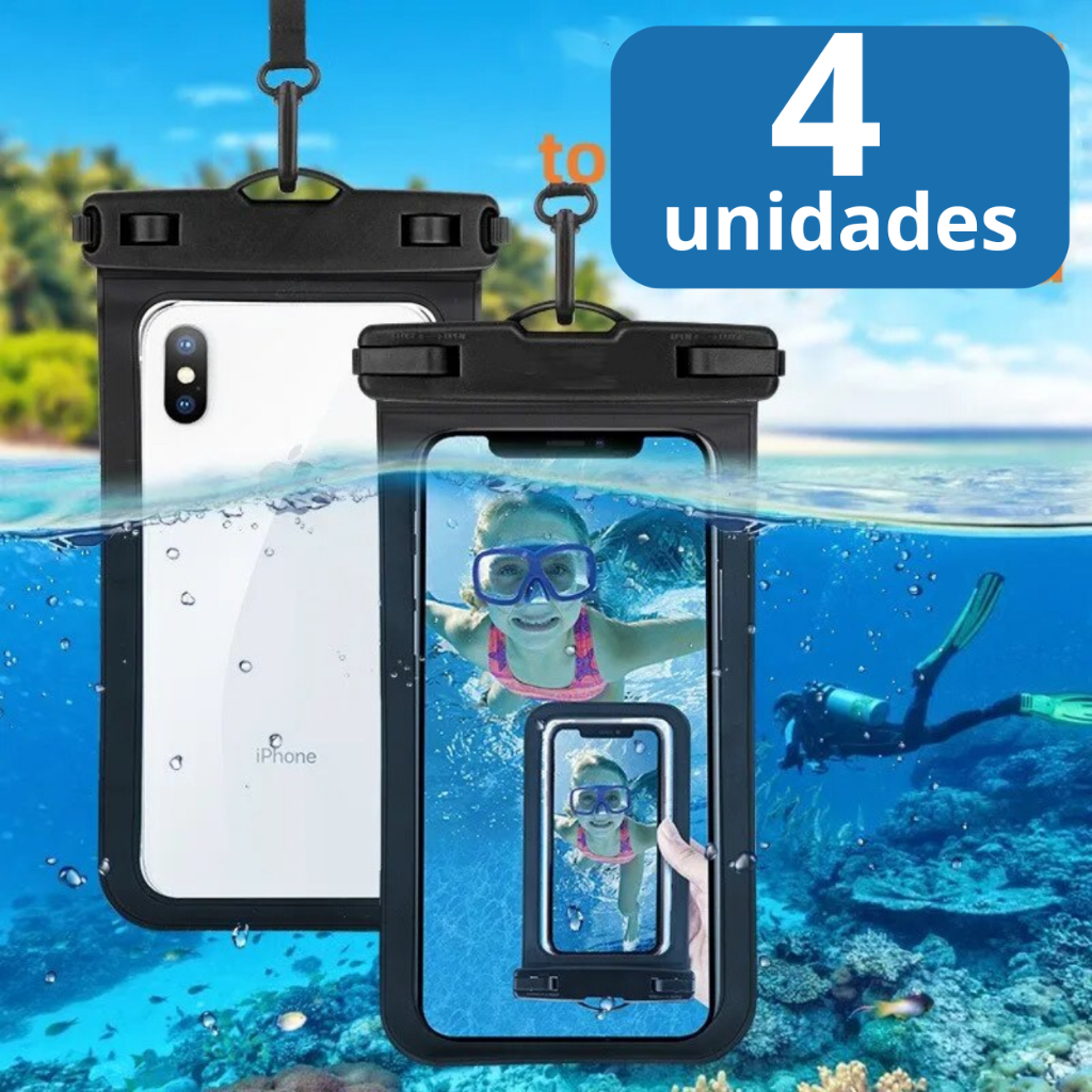 4 Capa Capinha Aprova Dágua Bolsa Impermeável Universal Para Celular Cor Preto em Oferta na Shopee