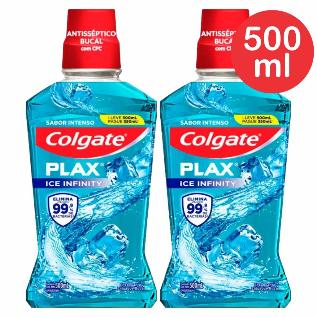 Kit 2 Enxaguante Bucal Colgate Plax Ice Infinity 500ml