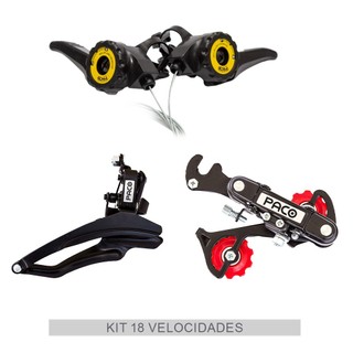 Kit de Cambio 18 Velocidades Bicicleta com Trocador Cambio Dianteiro e Traseiro Bike