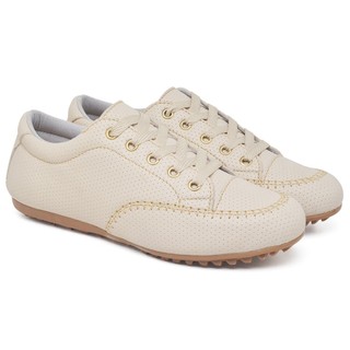 Sapato Mocassim Feminino Cardaço em Couro Bege