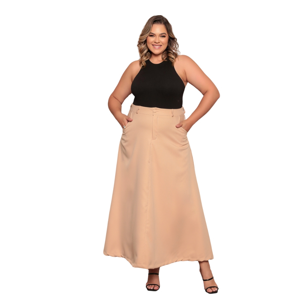Saia Longa Feminina Plus Size Elegante Alfaiataria Evangélica em Oferta na Shopee