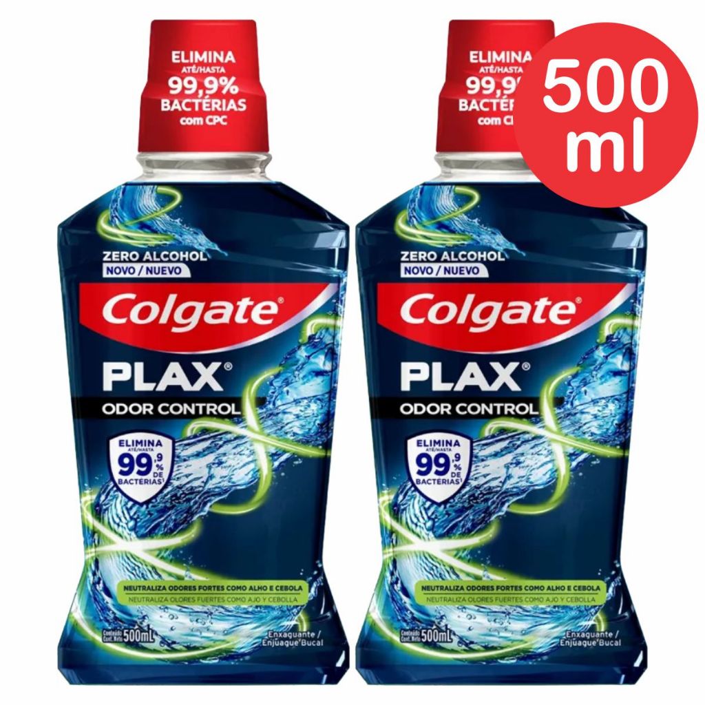 Kit 2 Enxaguante Bucal Colgate Plax Odor Control 500ml
