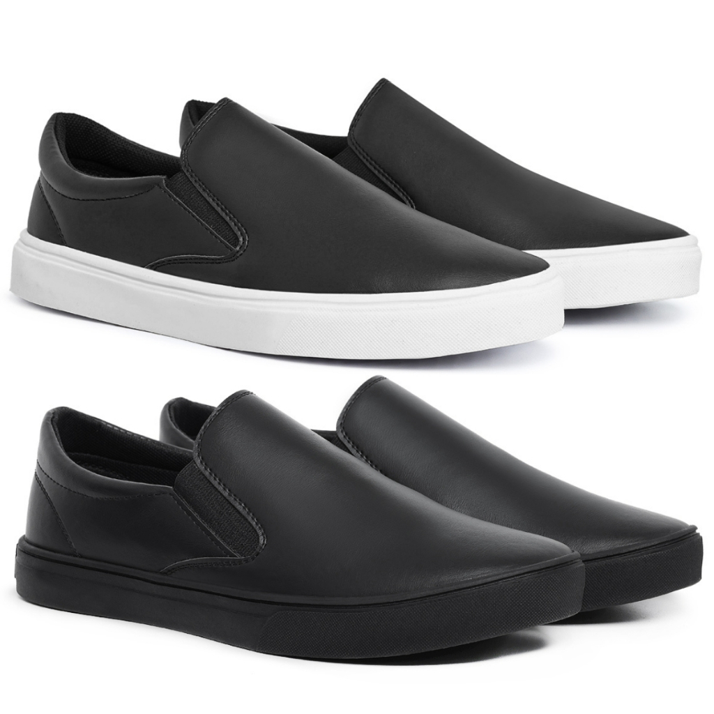 Kit 2 Pares Tênis Sapatênis Slip On Casual Iate Masculino Feminino Calce Fácil Leve Confortável