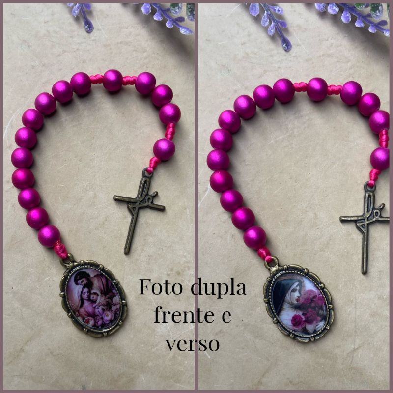 DEZENAS COM IMAGENS DUPLA FRENTE E VERSO SANTA FASUTINA ANJO GABRIEL NOSSA SENHORA APARECIDA SANTA TEREZINHA SAO JOSE