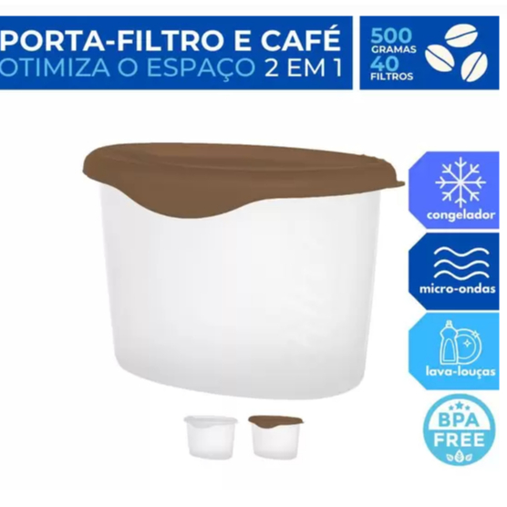 Porta Café c/ Divisórias Filtro Papel Café Cozinha Utilidade  2 em 1 Ótima Vedação - Jaguar