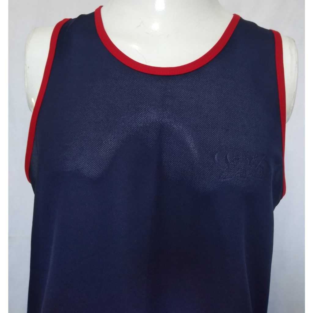 AS$ 341 - Camiseta masculina cavada Norton, tamanho G/L, poliéster, cor azul escuro com viés vermelho