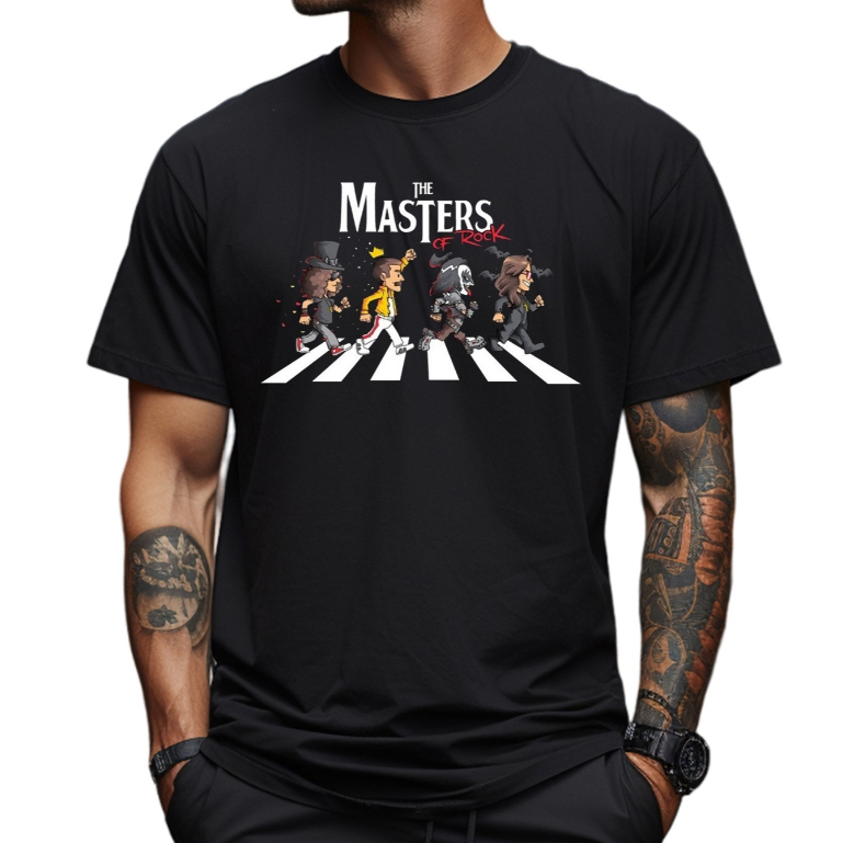 Camiseta The Masters of Rock Camisa Unissex Beatles Astroas do Rock Camisas Criativas Slash Freddy Mercury Kiss Ozzy