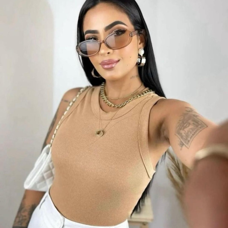 Regata Canelada  Blusa Canelada Ate GG Blusinha Canelada Premium Regatinha Canelada Lisa Sem Bojo Regata Básica GG Canel