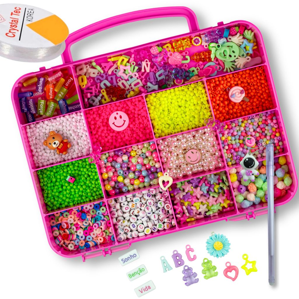 Kit Miçanga Para Montar Pulseira Infantil 4000 Peças + Fio em Oferta na Shopee