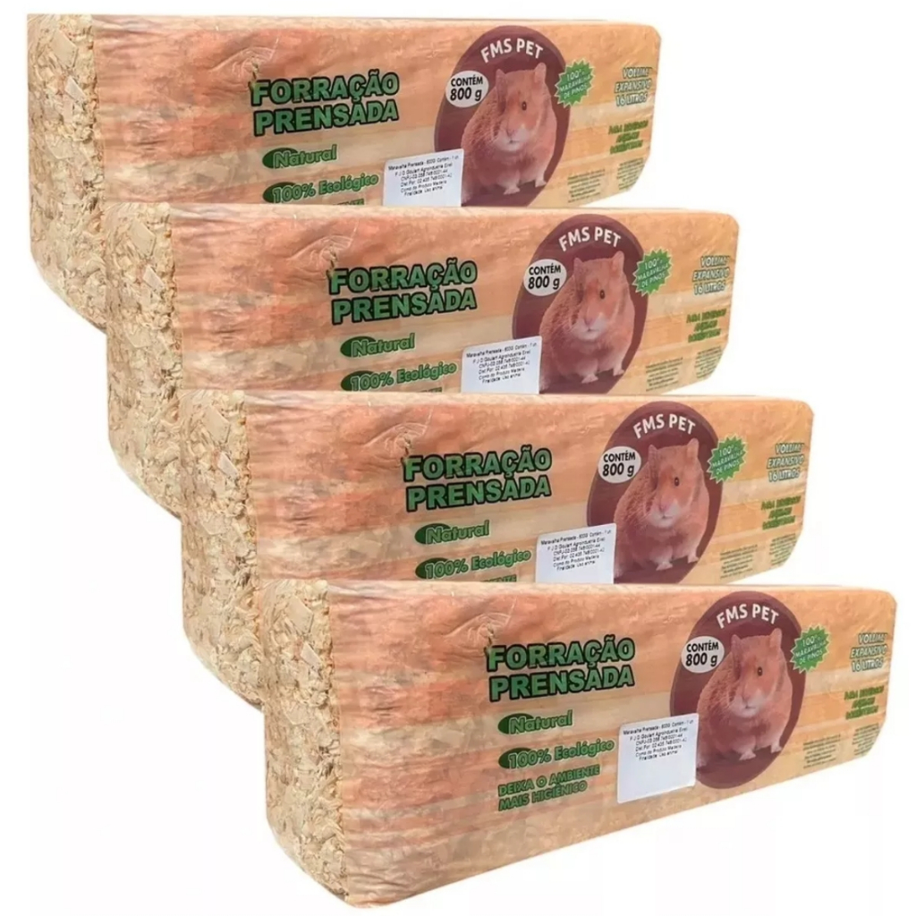 4 Serragem Prensada 800g - Forração Coelho Hamster Ratos