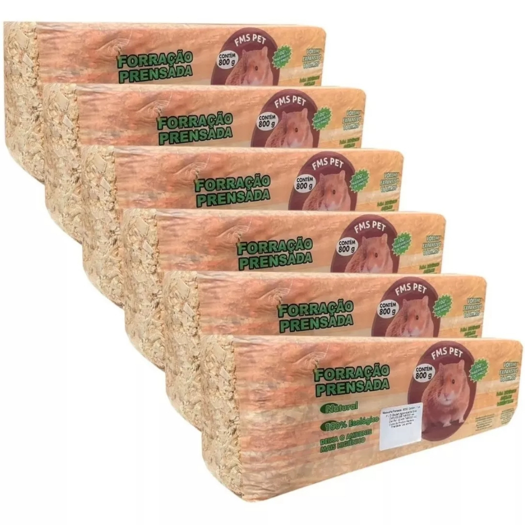 6 Serragem Prensada 800g - Forração Coelho Hamster Ratos