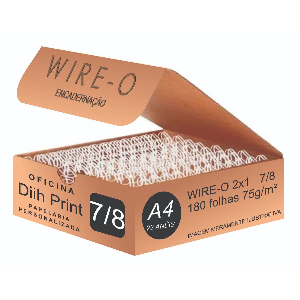 WIRE-O PARA ENCADERNAÇÃO 2X1 A4 7/8" 180 FLS BRANCO,PRETO,PRATA,ROSE GOLD,DOURADO,ROSA CLARO,BRONZE em Oferta na Shopee