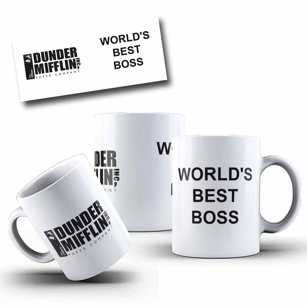 Caneca + Botton The Office / World´s Best Boss / Dunder Mifflin 325ml (1 Unidade)