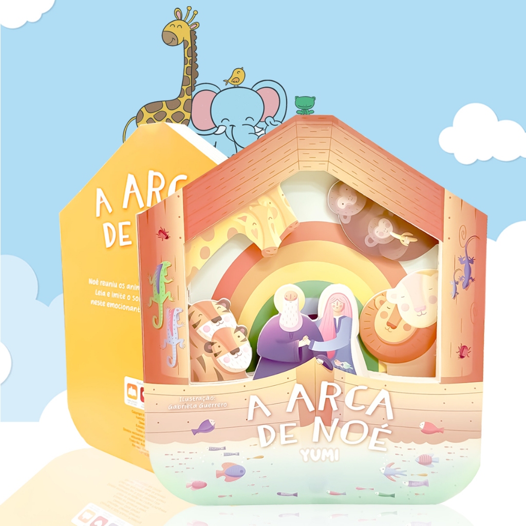 Livro Infantil A Arca De Noé em 3D | Histórias da Bíblia Infantil Lindas Ilustrações- Colecionável